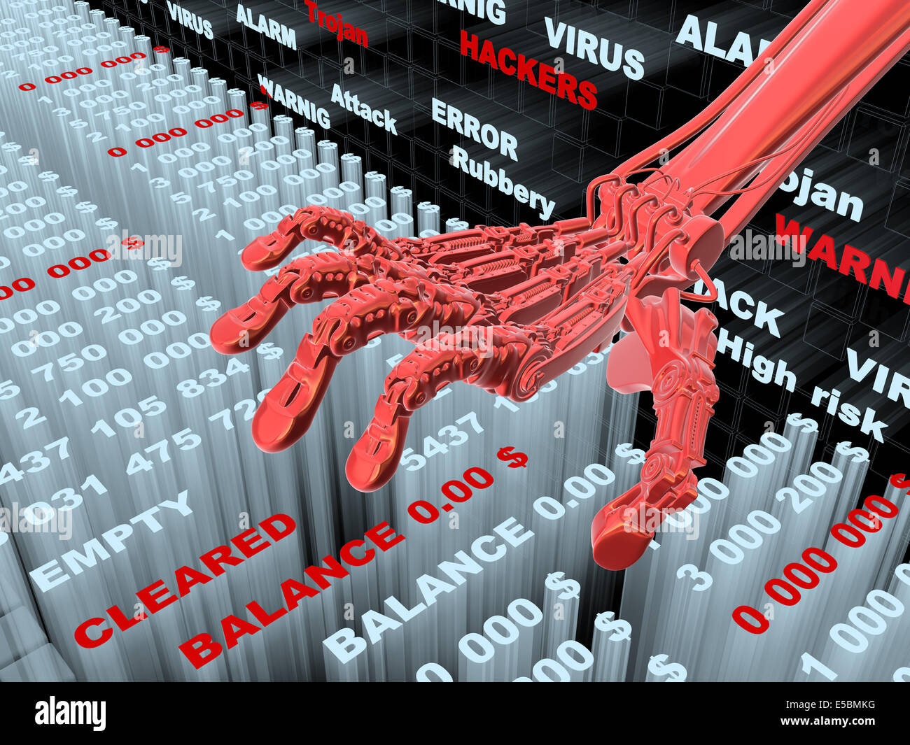 Hacking informations bancaires. Le vol de l'argent du compte. 3d illustration conceptuelle Banque D'Images