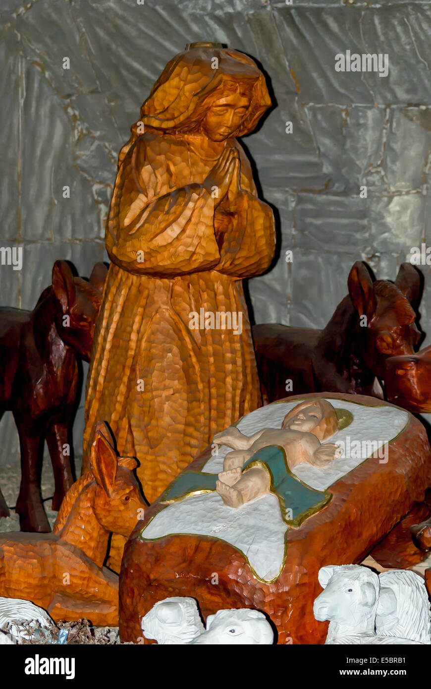 La sculpture sur bois crèche, République tchèque Banque D'Images