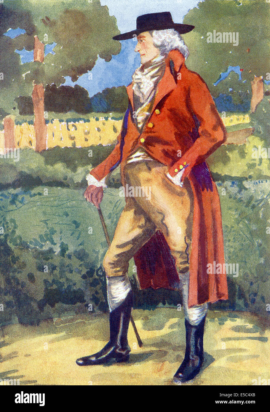 1907 Cette illustration montre un anglais à l'époque de George III (1760-1820). Il n'y a pas de poignets maintenant sur la veste. Banque D'Images