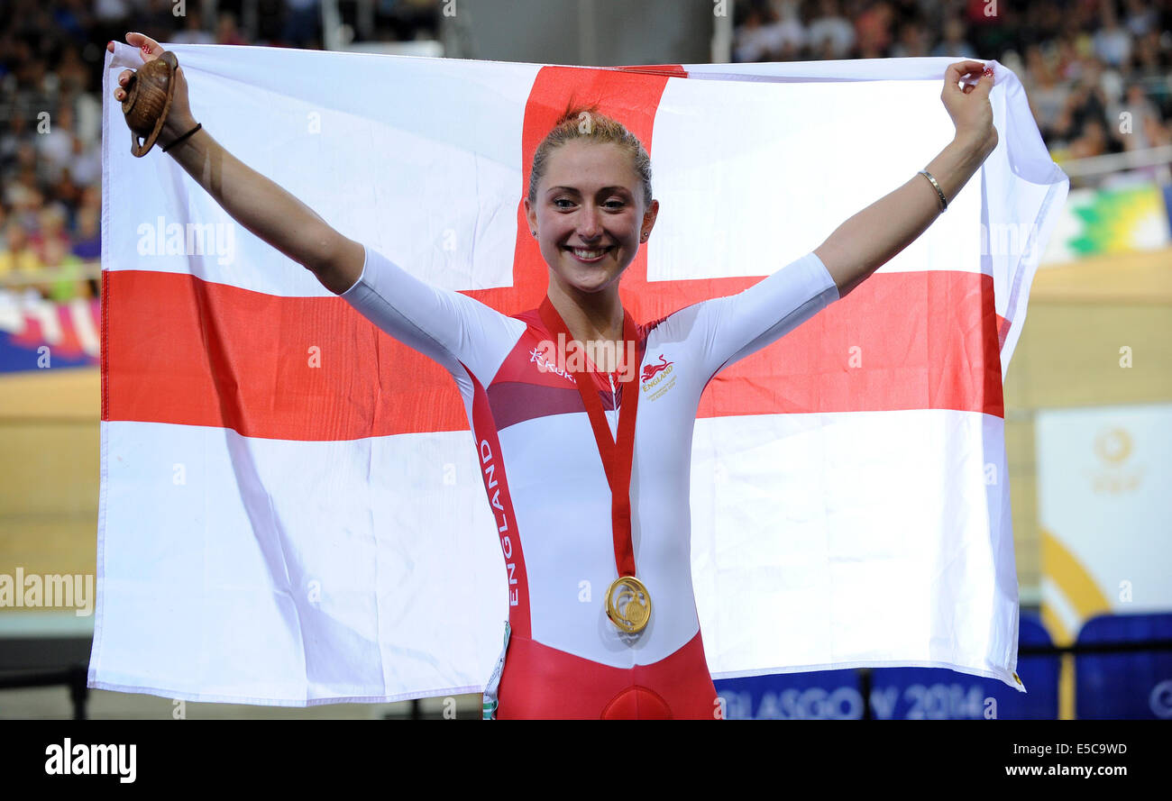 LAURA TROTT CYCLISME FEMMES 25KM POINTS R SIR CHRIS HOY GLASGOW ECOSSE VÉLODROME 27 Juillet 2014 Banque D'Images