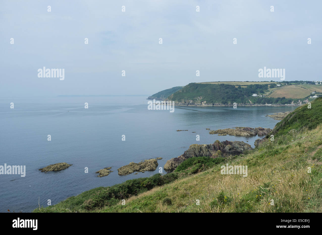 À l'égard de la baie Talland South West Coast Path dans le sud-est de Cornwall Banque D'Images