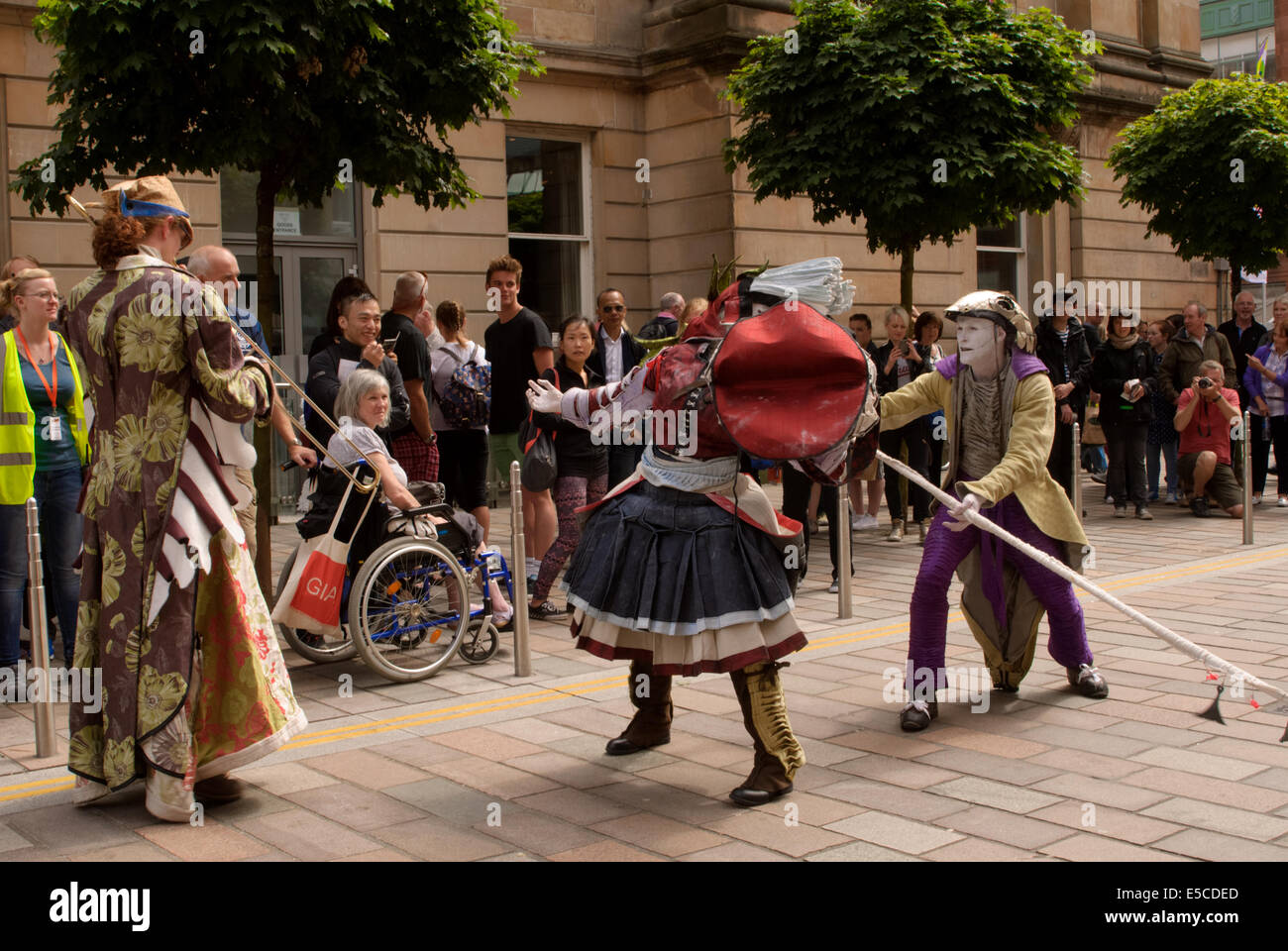 Représentation théâtrale au Merchant City Festival à Glasgow le 27 juillet 2014 ayant lieu pendant les Jeux du Commonwealth Banque D'Images