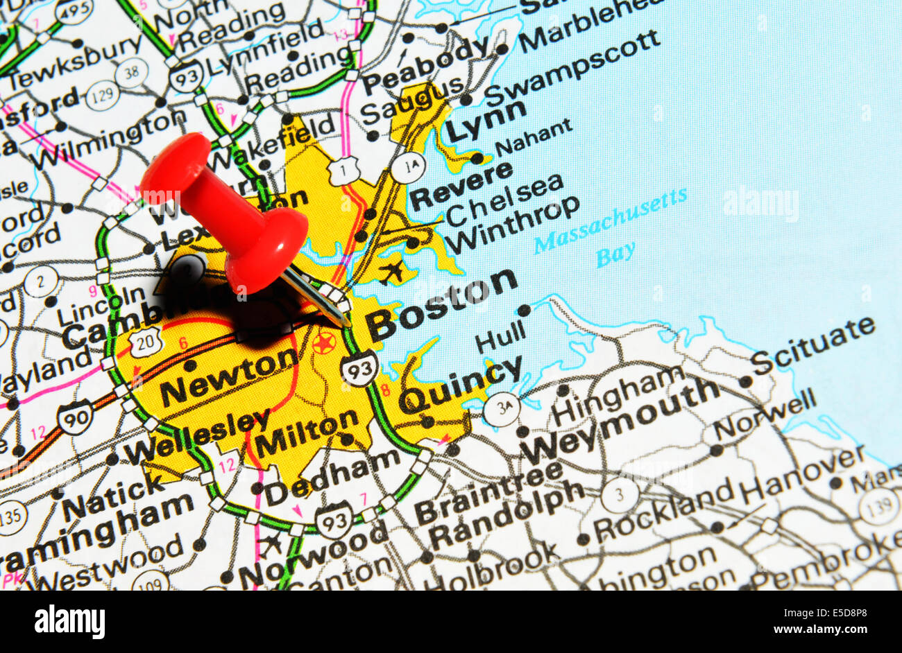Boston Marked On The Map Of The Usa Banque De Photographies Et D Images Boston Sur Nous La Carte E5d8p8