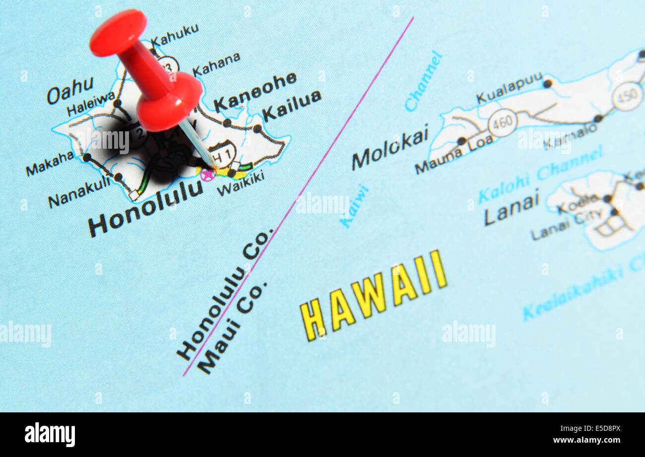 Honolulu sur nous la carte Banque D'Images