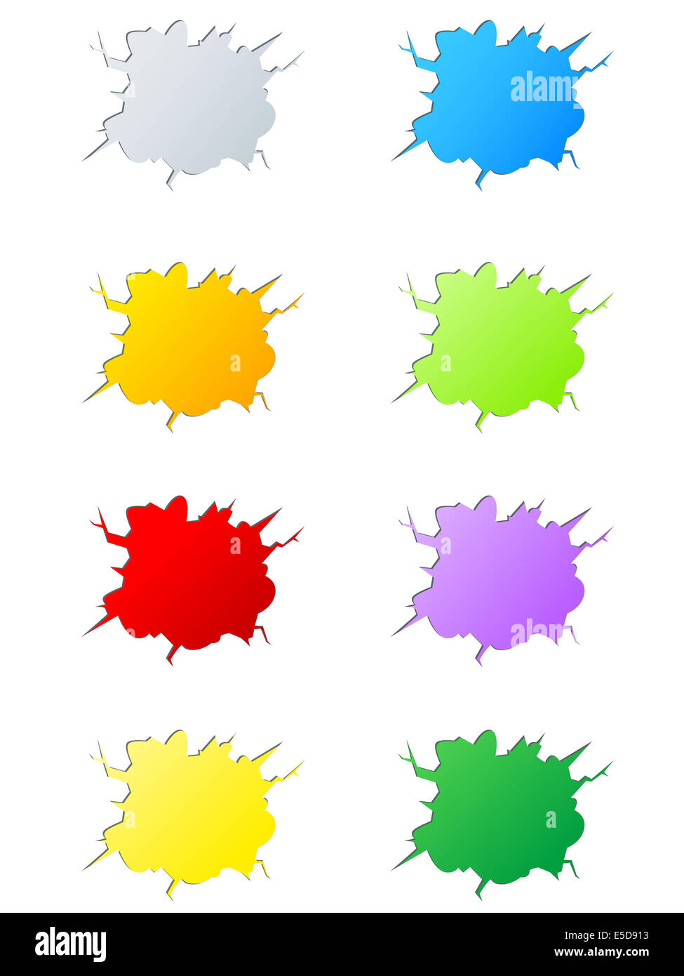 Série de fissures lumineuses sur un fond blanc Banque D'Images