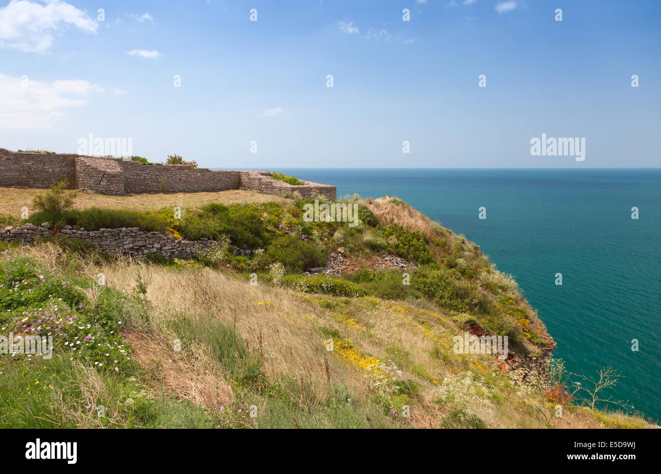 Ancienne forteresse sur pointe Kaliakra, côte bulgare de la Mer Noire Banque D'Images