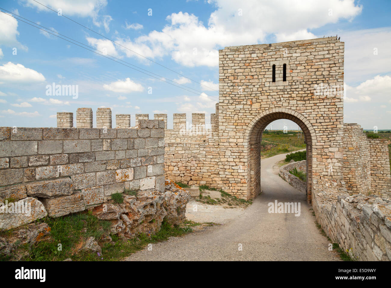 Porte de forteresse médiévale de Kaliakra, côte bulgare de la Mer Noire Banque D'Images