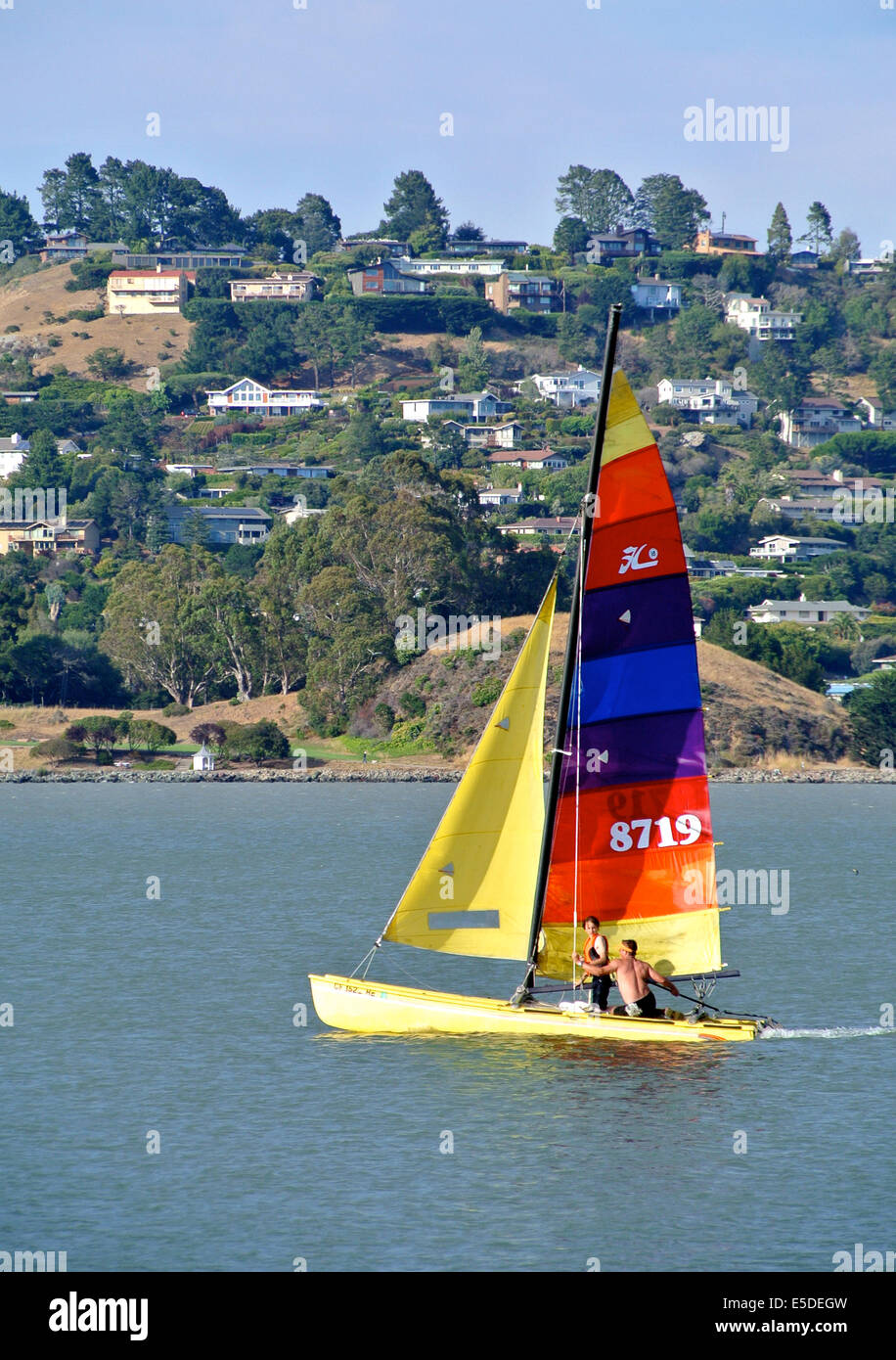 Deux voiles Hobie Cat sur San Francisco Bay près de Tiburon Banque D'Images