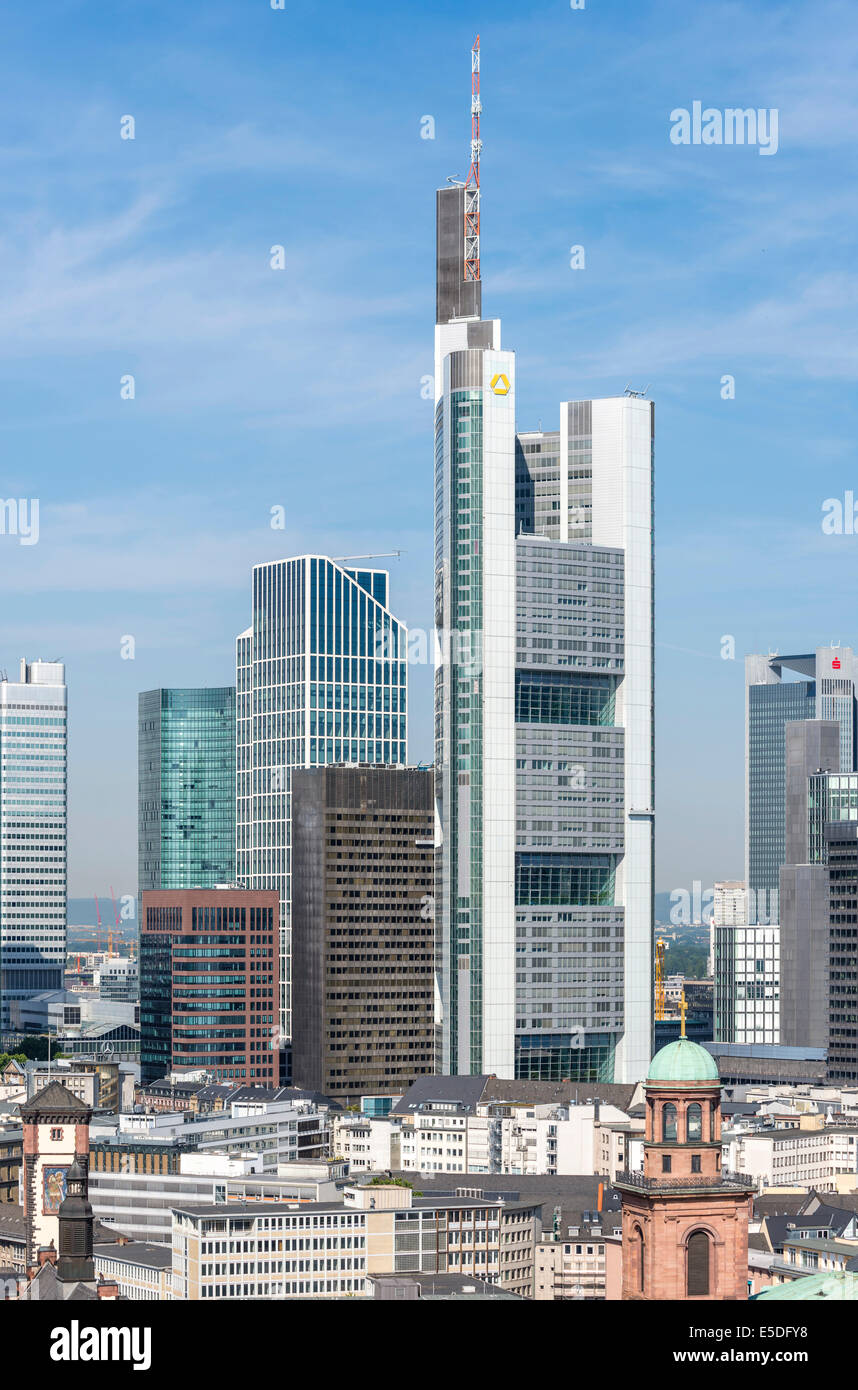 Skyline, vue de la cathédrale, le centre-ville, Frankfurt am Main, Hesse, Allemagne Banque D'Images