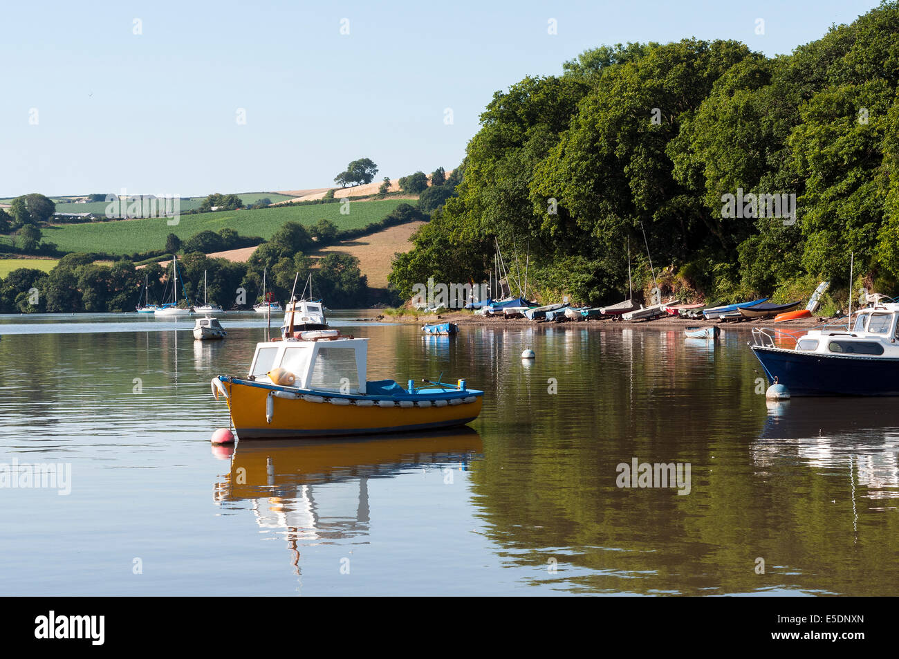 Rivière Dart, à Stoke Gabriel,bateau en bois,Devon amarré à Stoke Gabriel,South Devon Banque D'Images