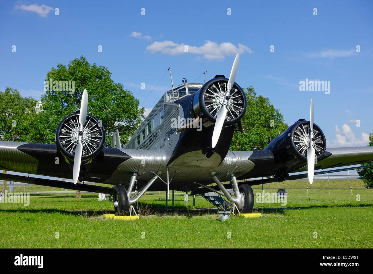 Aéronefs historique Junkers JU 52, BJ. 1937 Visiteurs Park l'aéroport de Munich, Munich, Bavière, Allemagne Banque D'Images