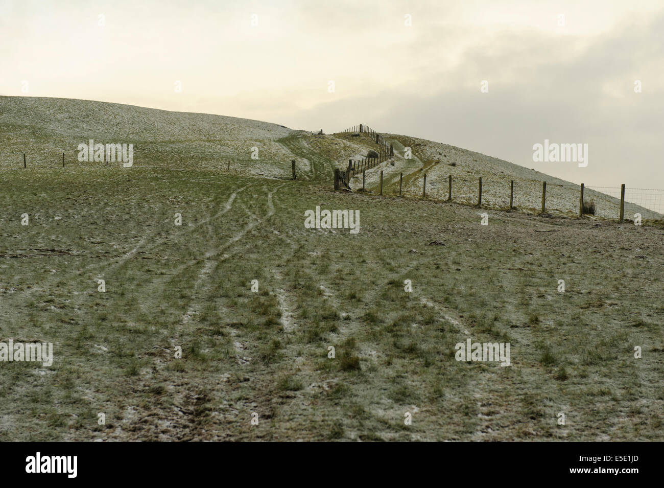 Matin d'hiver sur une colline galloise Banque D'Images