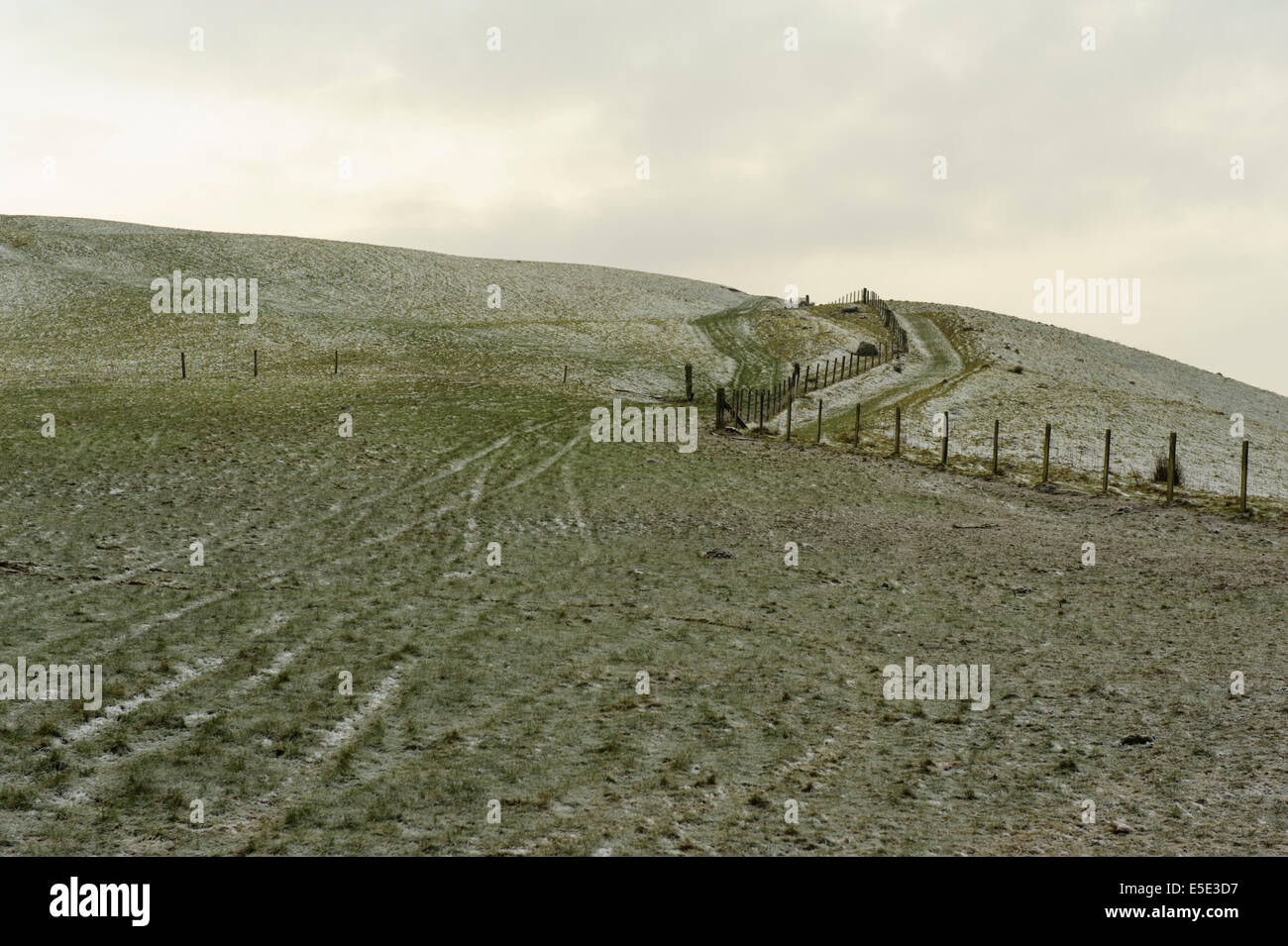 Matin d'hiver sur une colline galloise Banque D'Images