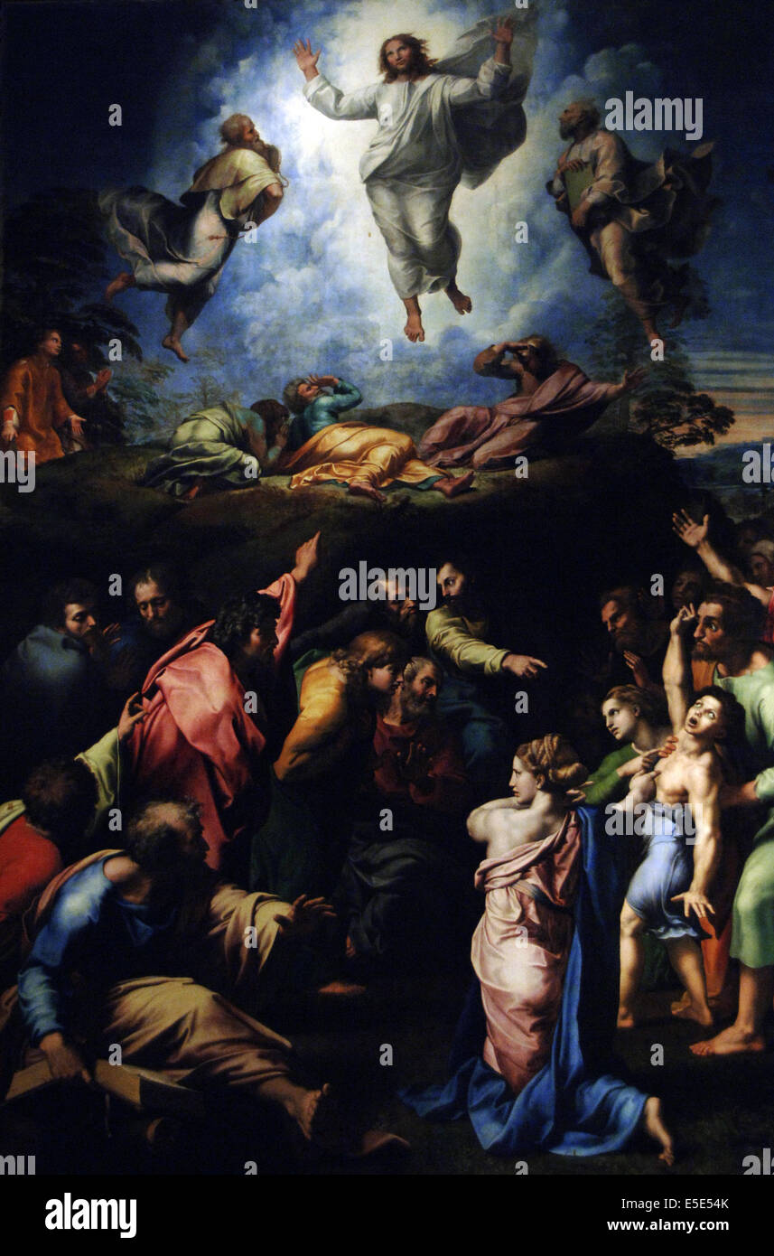 Raphael (Raffaello Sanzio da Urbino) (1483-1520). Peintre italien. La Transfiguration du Christ, 1516-1520. Banque D'Images