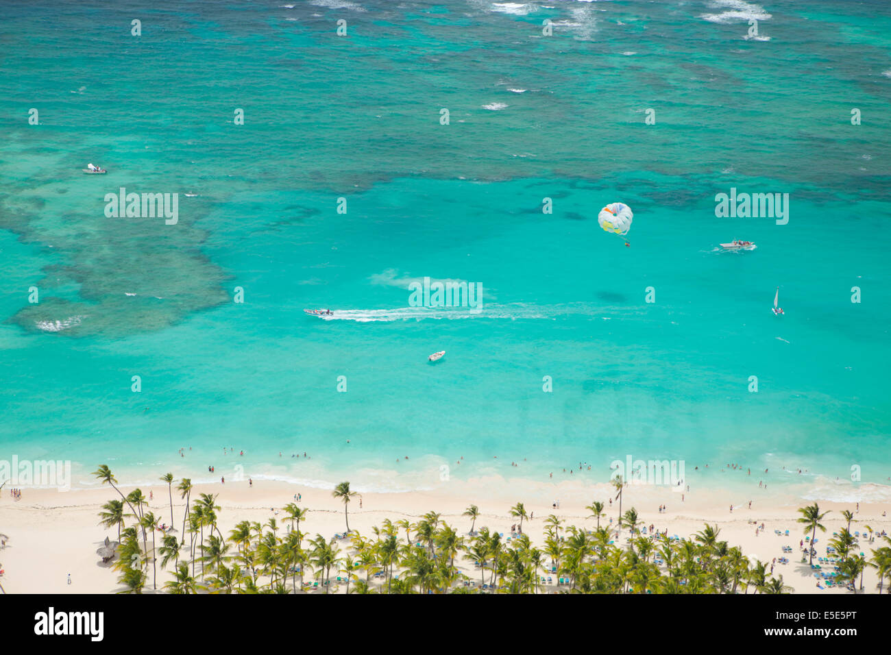Vue aérienne de la plage de Bavaro, Punta Cana, République dominicaine, Caraïbes Banque D'Images