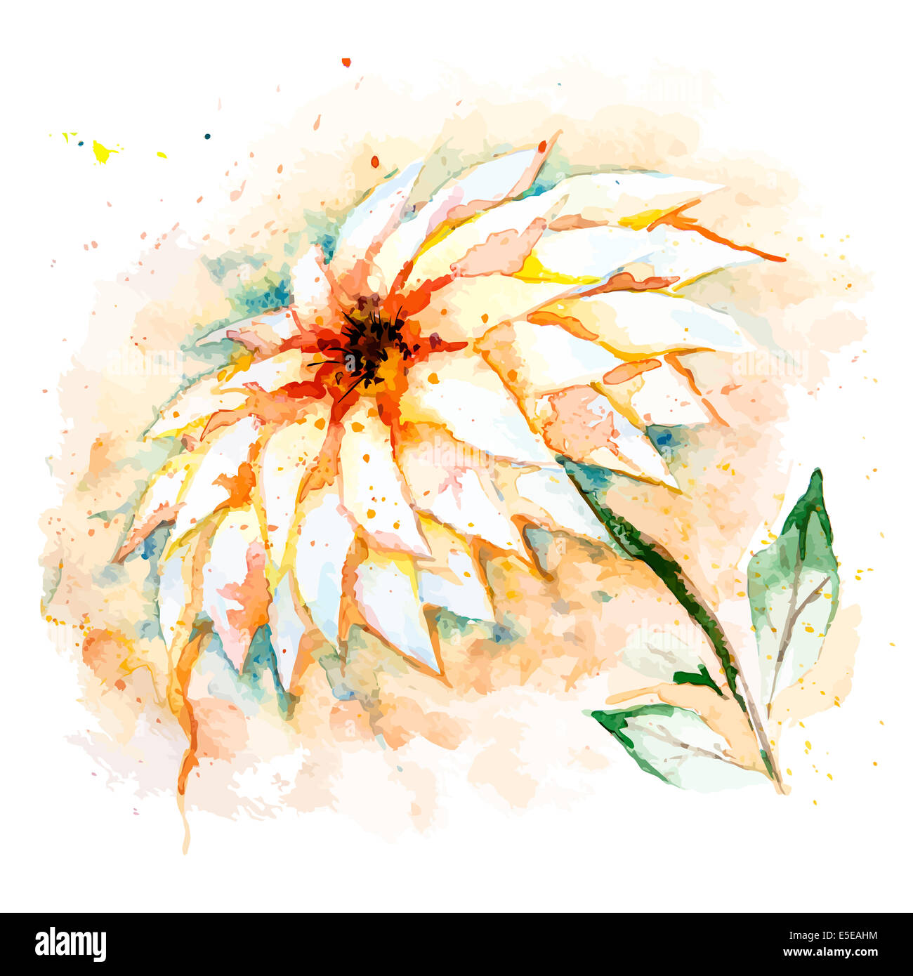 Arrière-plan de vœux avec belle aquarelle fleur de lys Banque D'Images