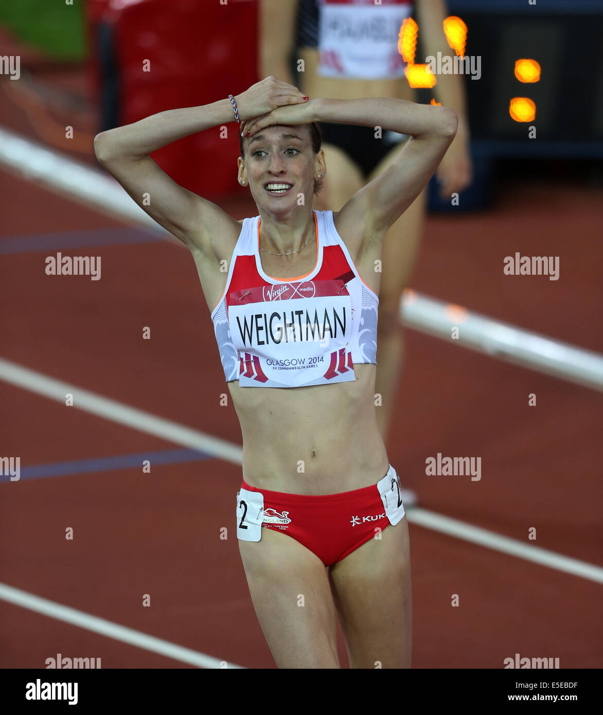 LAURA WEIGHTMAN ARGENT 1500 mètres Hampden Park Glasgow Ecosse 29 Juillet 2014 Banque D'Images