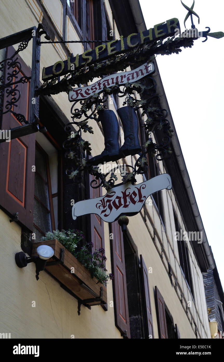 Hôtel Lohspeicher et Restaurant L'Auberge du vin dans la région de Cochem, sur la Moselle à l'Allemagne. Banque D'Images