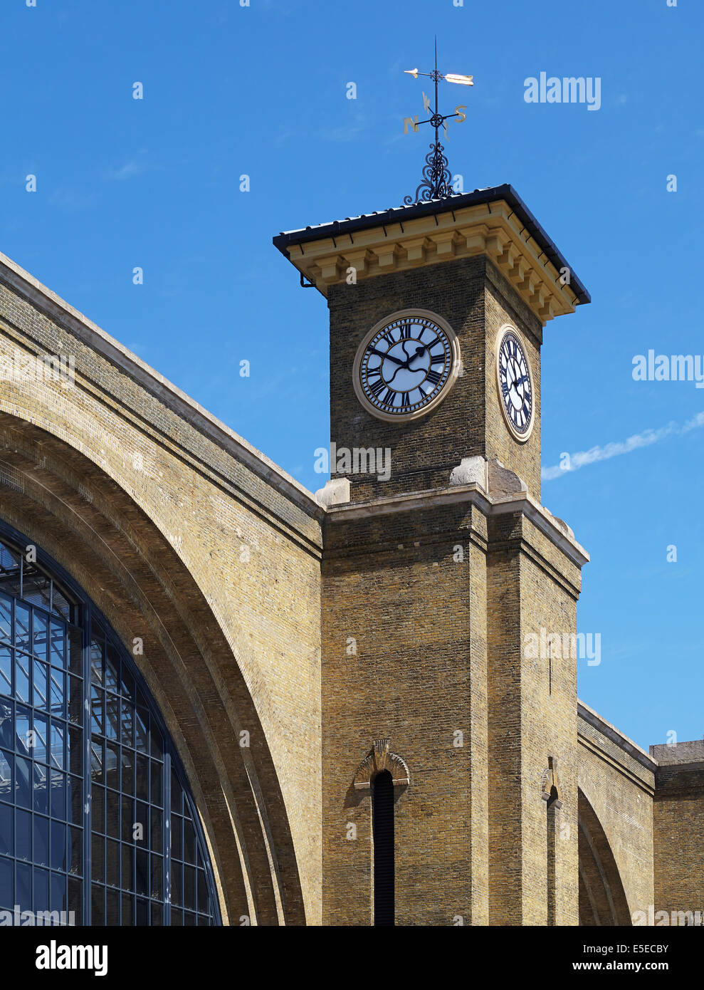 La gare de King's Cross, détail de façade. Banque D'Images