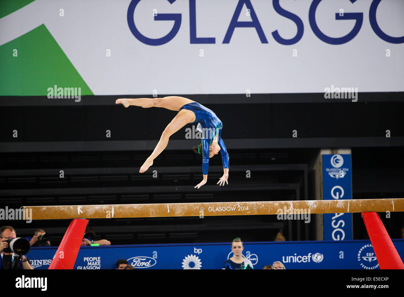 SSE Hydro Glasgow 29 sep 2014. Journée des Jeux du Commonwealth 6. L'équipe de gymnastique artistique finale. Nicole Mawhinney RNI Crédit : ALAN OLIVER/Alamy Live News Banque D'Images