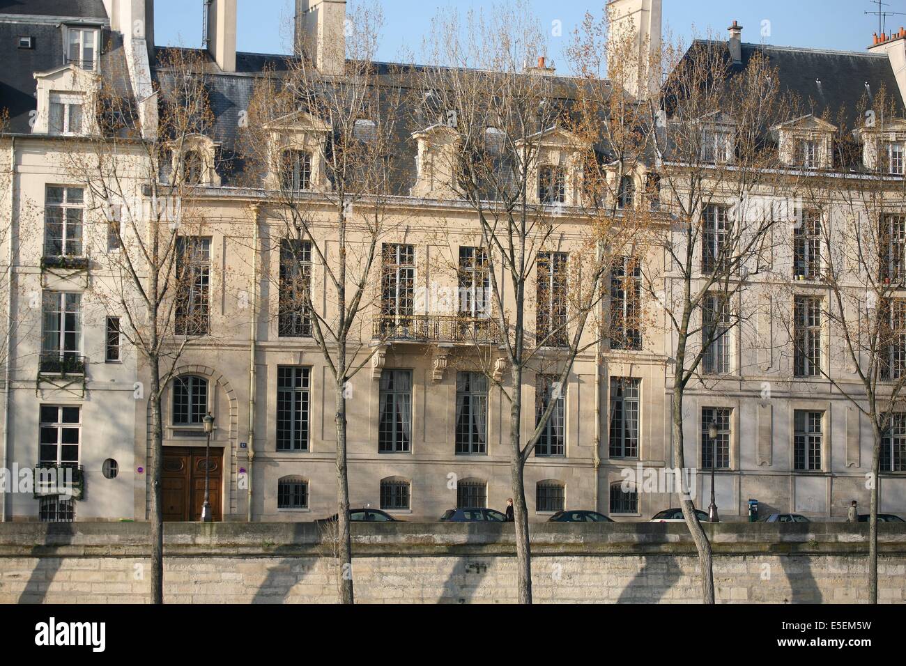 France, paris 4, ile saint louis, Hotel de lauzun, 17 quai d'anjou, propriété de la ville de paris, façade sur rue, Banque D'Images