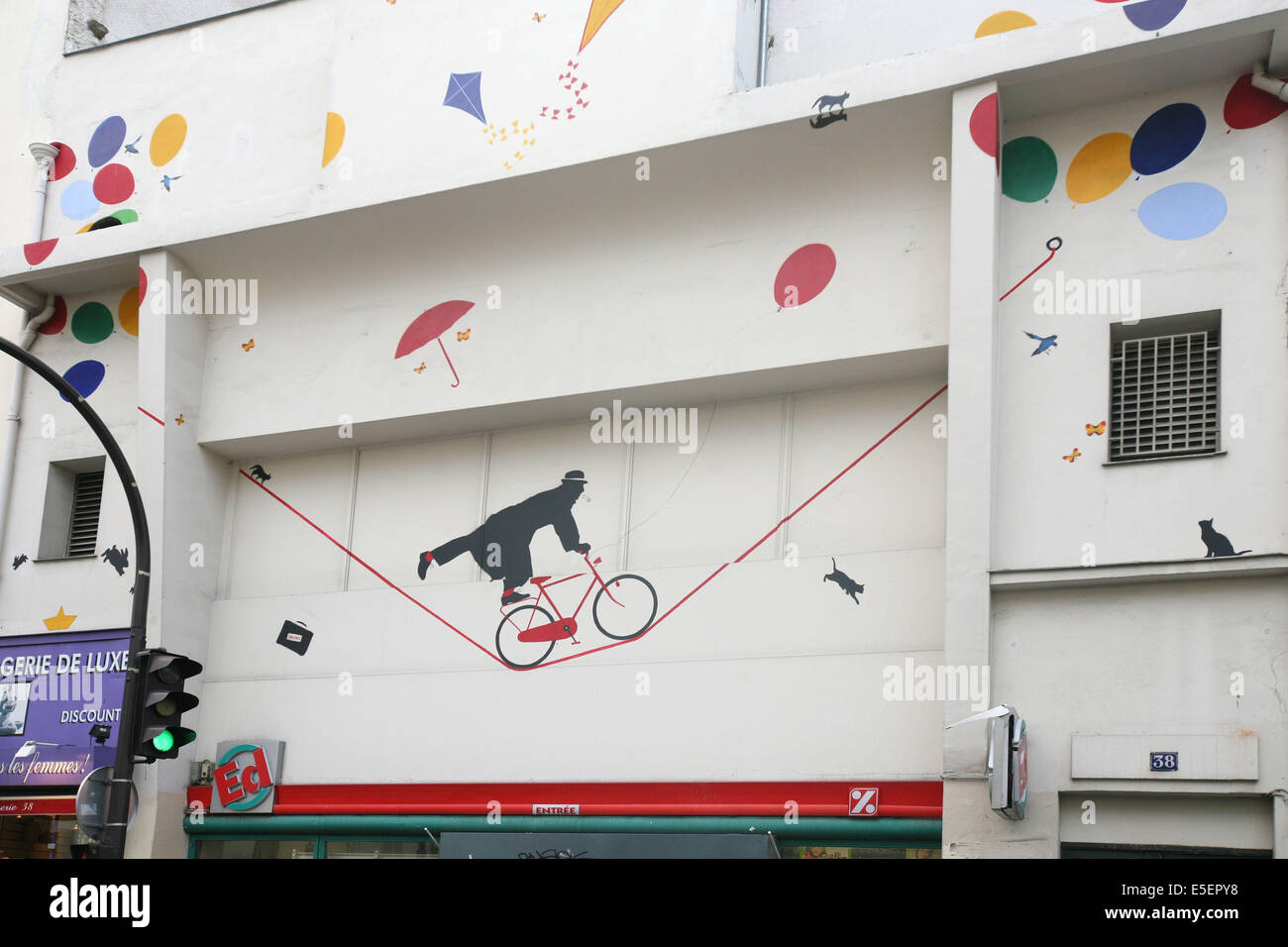 France, paris 20 e, rue de menilmontant, mur pentier Banque D'Images