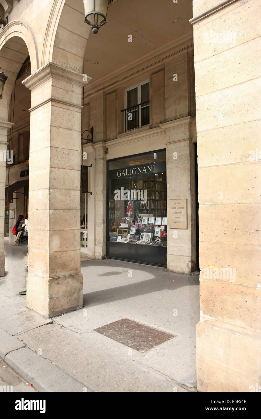 France, ile de france, paris 8e arrondissement, 224 rue de rivoli, librairie galignani, librairie anglophone, sous les arcades Date : 2011-2012 Banque D'Images