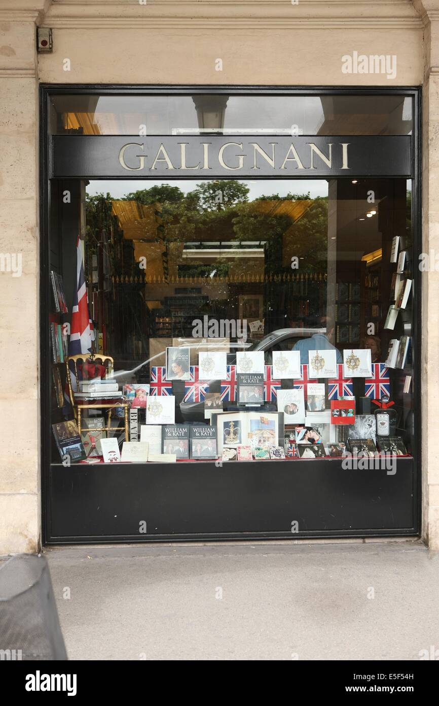 France, ile de france, paris 8e arrondissement, 224 rue de rivoli, librairie galignani, librairie anglophone, sous les arcades Date : 2011-2012 Banque D'Images