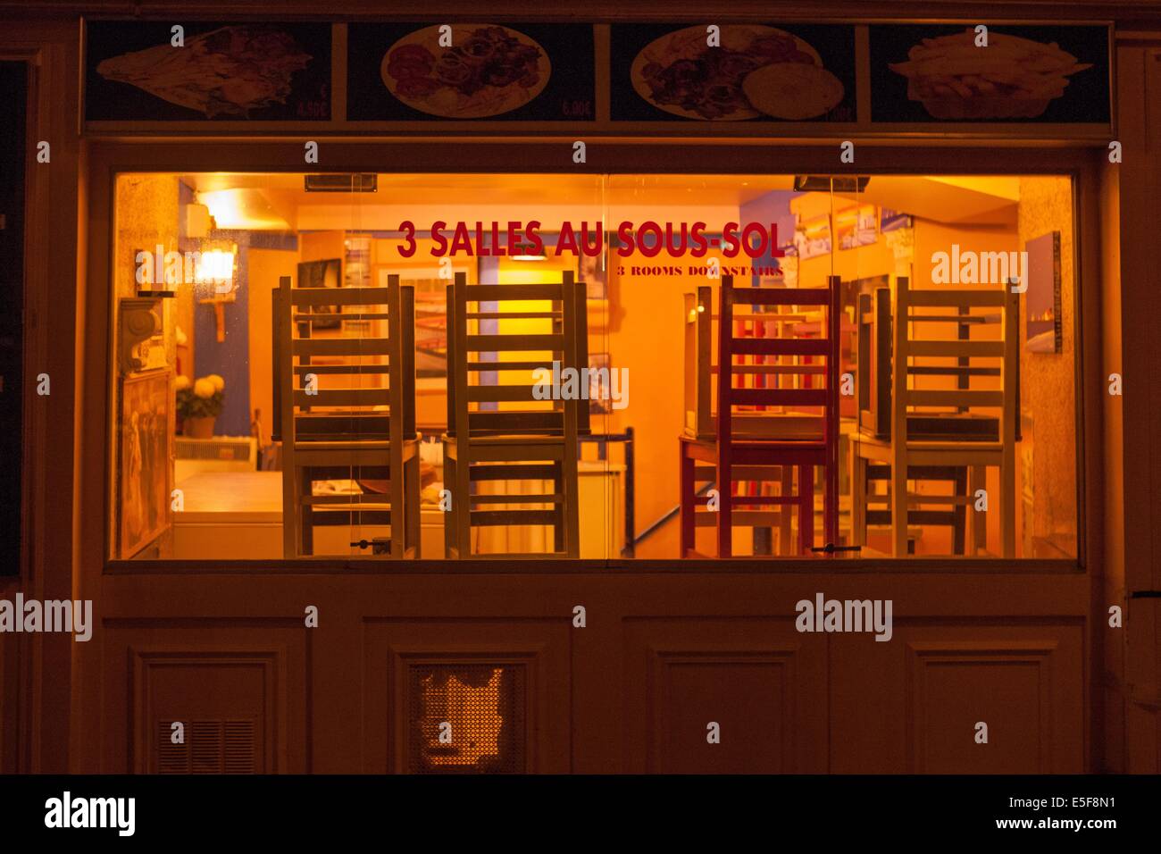 France, ile de france, paris, 5e arrondissement, rue de la harpe, restaurant, kebab, matin, nuit, Banque D'Images