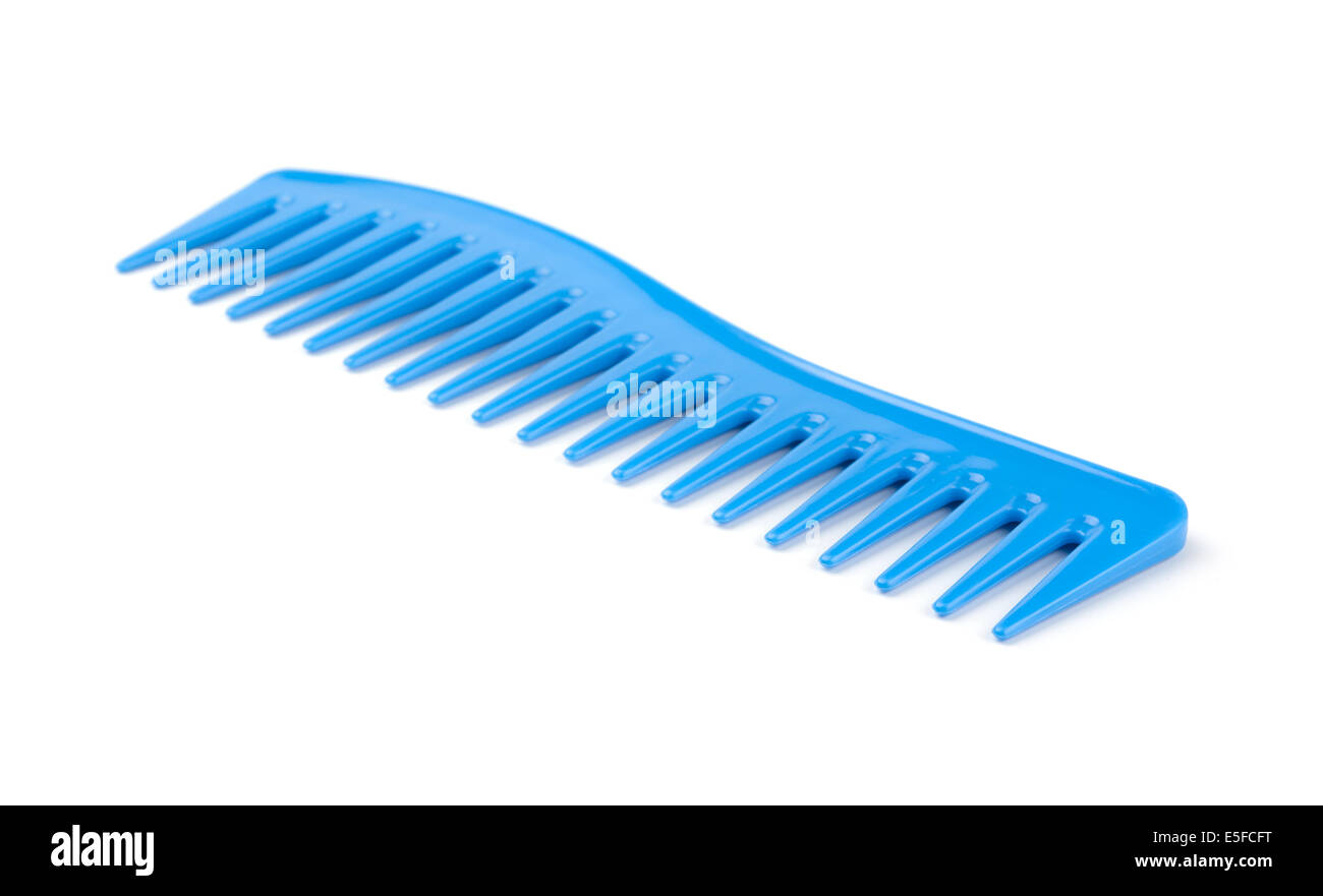 Peigne bleu sur fond blanc Banque D'Images