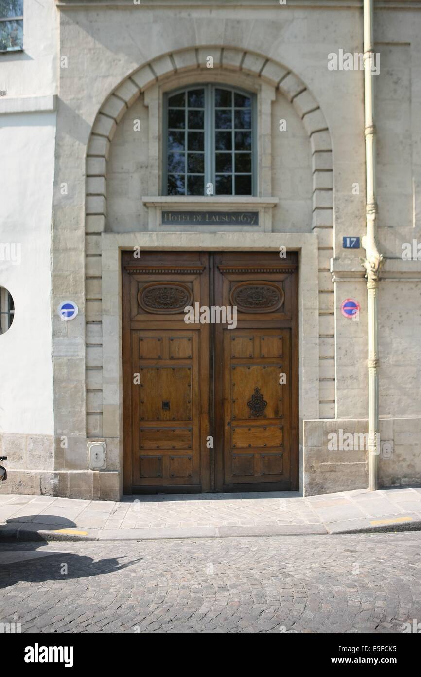 France, ile de france, paris, 4ème arrondissement, ile saint louis, 17 quai d'anjou, Hotel de lauzun, porche, façade sur rue, Date : See 2012 Banque D'Images