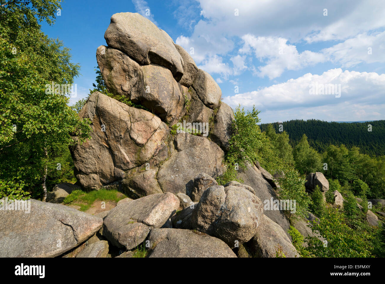 Feigenbaumklippe Feigenbaumkanzel ou granit, rock, près de Goslar, Harz, Basse-Saxe, Allemagne Banque D'Images