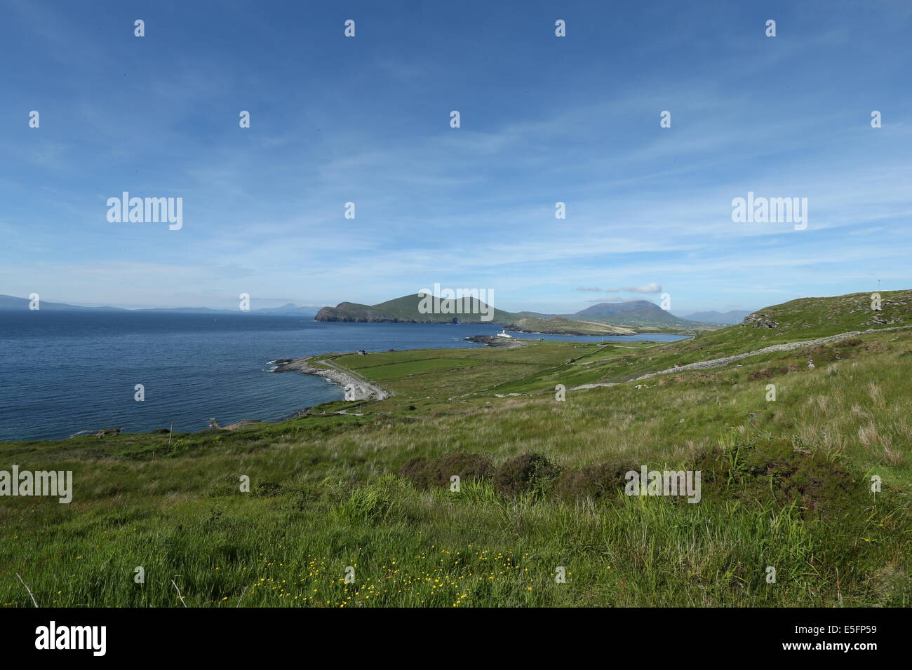 Droit de Valentia Island, comté de Kerry dans le sud de l'Irlande. Valentia Phare à Cromwell Point est dans l'arrière-plan. Banque D'Images