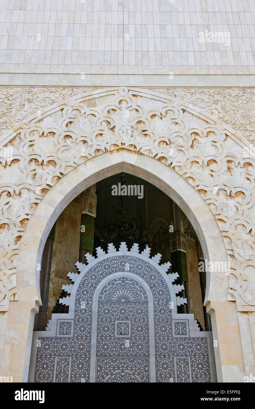 Mosquée Hassan II est la plus grande mosquée au Maroc et en Afrique et le deuxième en importance dans le monde, construite en 1993,Casablanca,Maroc Banque D'Images