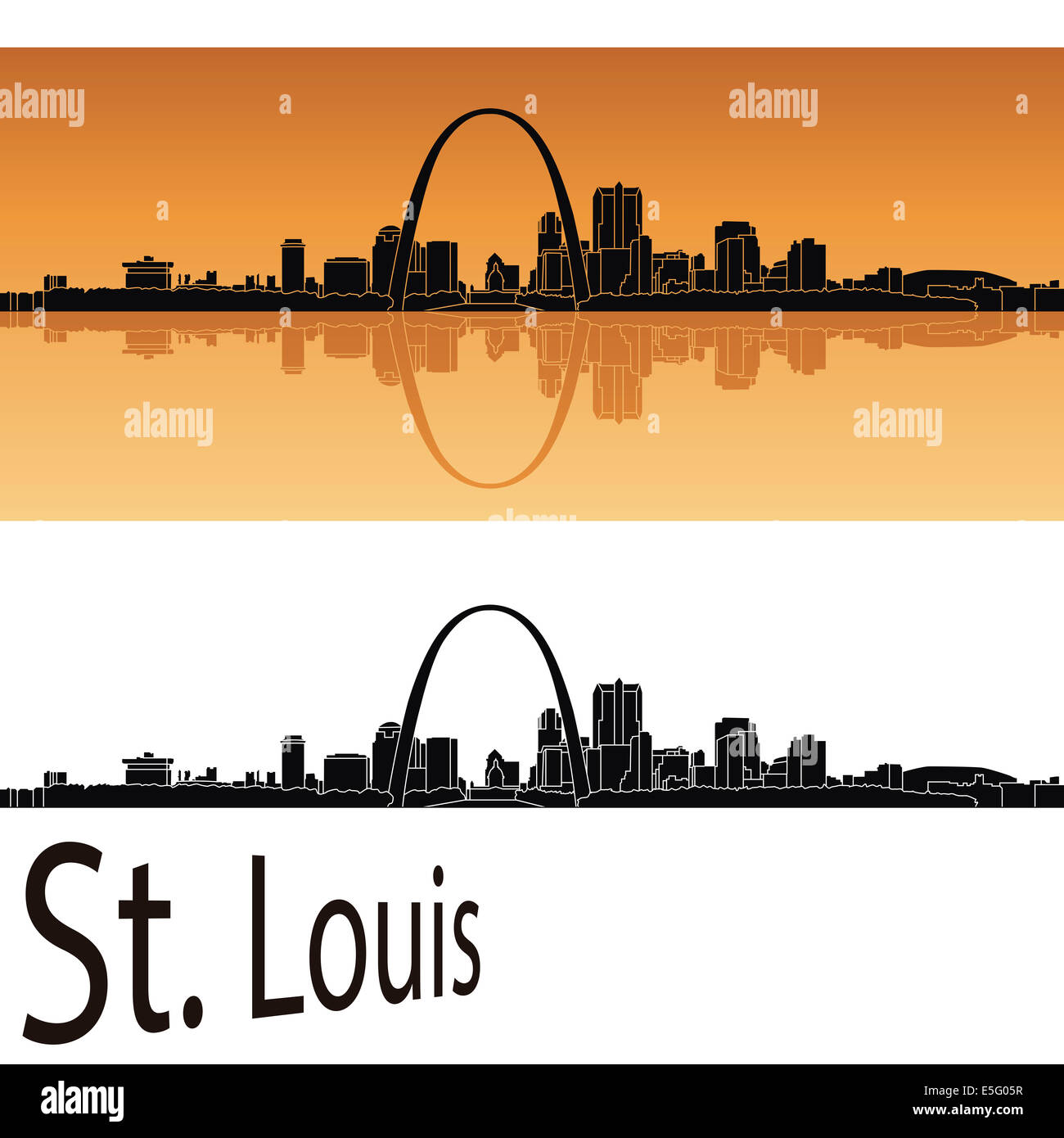 St Louis skyline en orange Banque D'Images