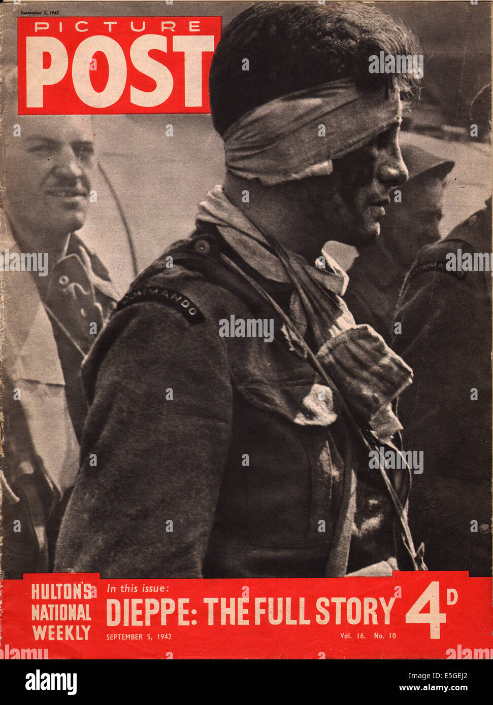 1942 Photo Poster première page montrant à Dieppe Raid Commando britannique Banque D'Images