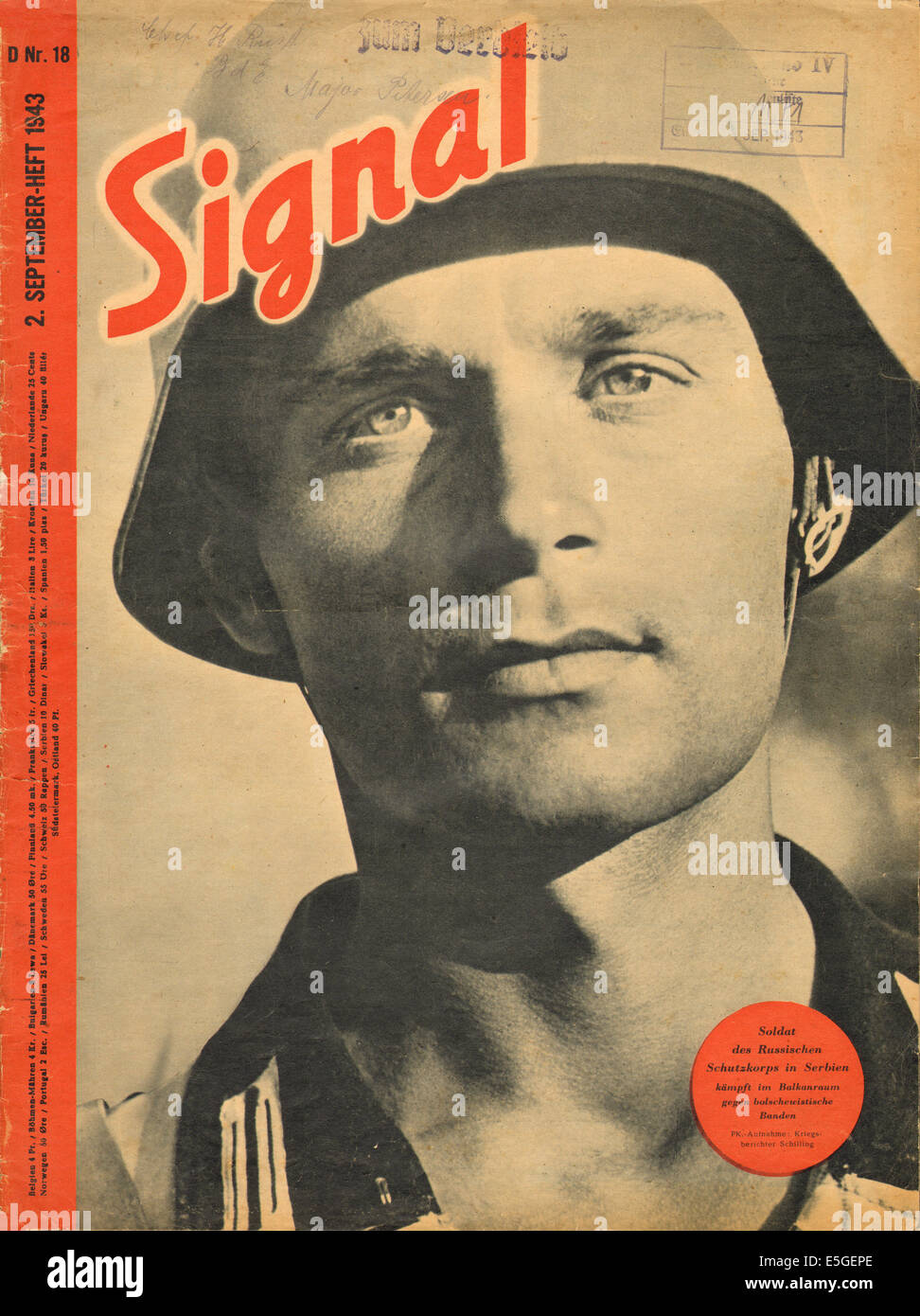 Signal 1943 (magazine militaire allemand) première page montrant un soldat de la Wehrmacht Banque D'Images