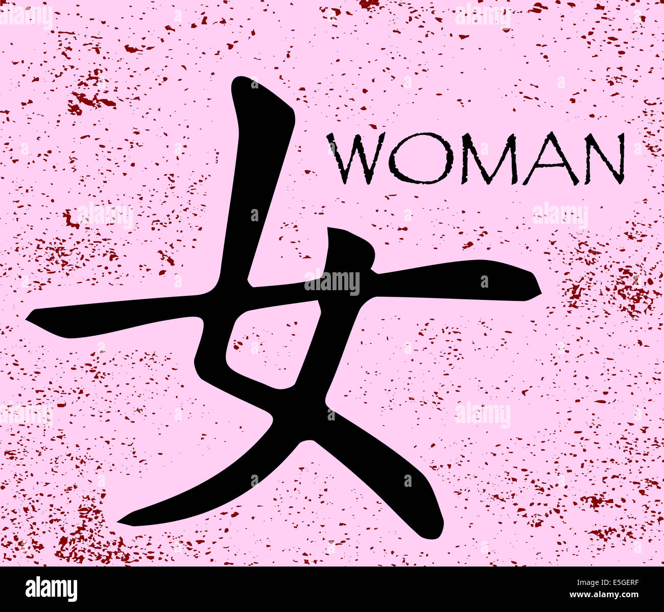 Le symbole chinois pour la femme sur un fond rose Banque D'Images