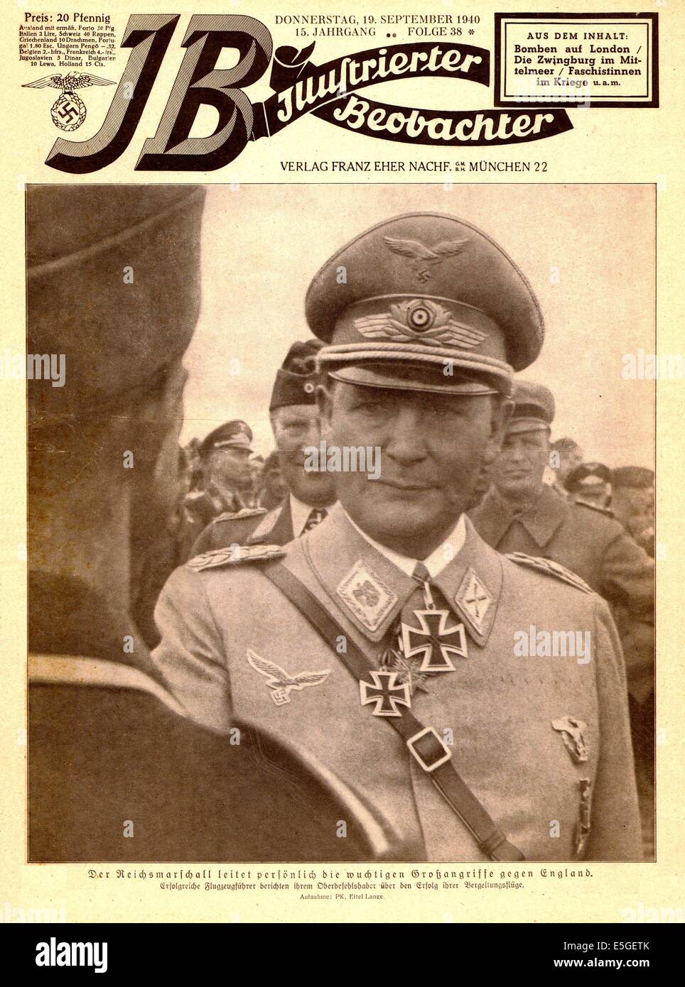 1940 Illustrierte Beobachter front page montrant le Reichsmarschall Hermann Göring Banque D'Images