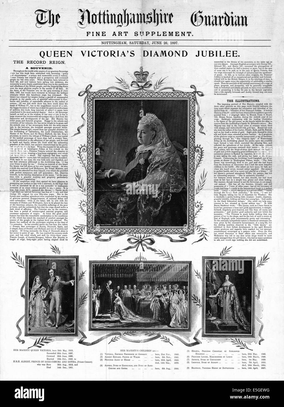 1897 Alpes tuteur/la page déclaration le Jubilé de diamant de la reine Victoria Banque D'Images