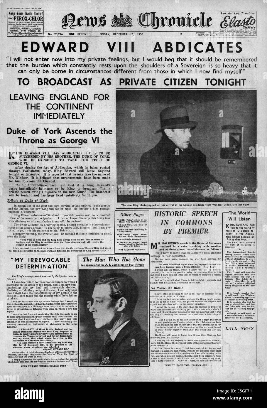 Edward viii abdication newspaper Banque de photographies et d’images à