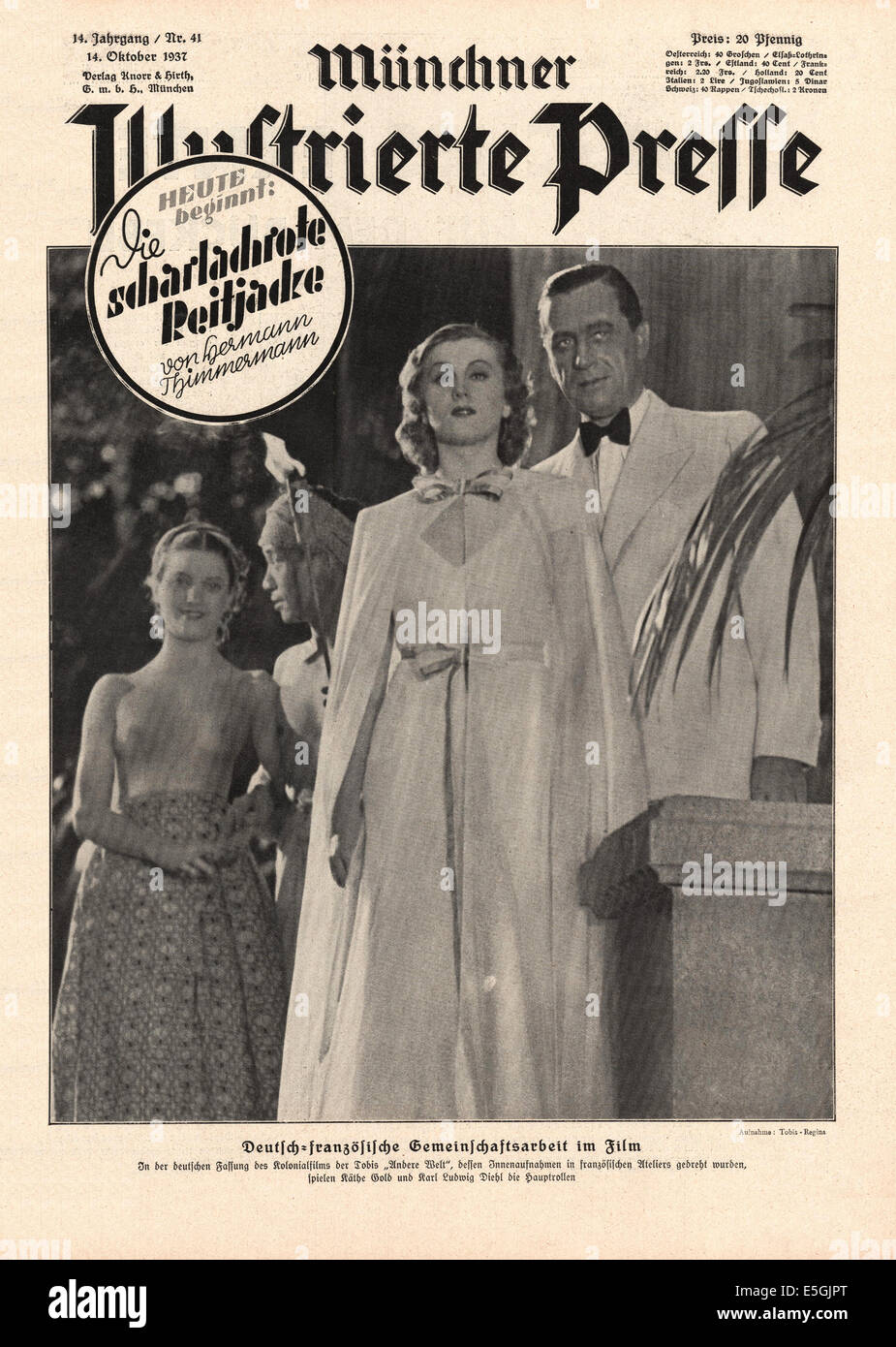 Münchner Illustrierte Presse (Allemagne) de la couverture de l'actrice autrichienne Käthe Gold et acteur allemand Karl Ludwig Diehl dans le film 'Andere Welt' Banque D'Images