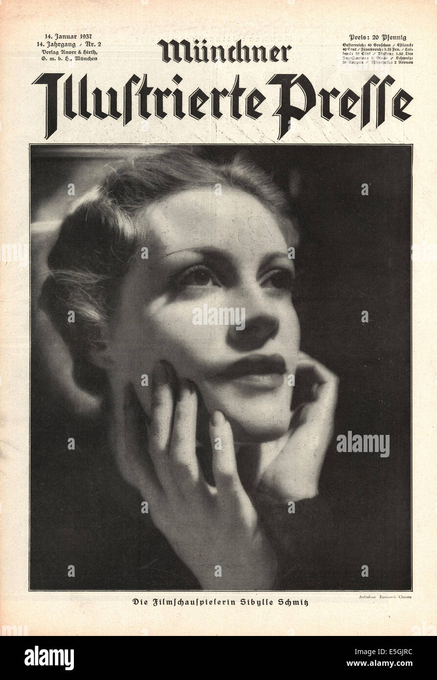 Münchner Illustrierte Presse (Allemagne) de la couverture de l'actrice allemande Sybille Schmitz Banque D'Images