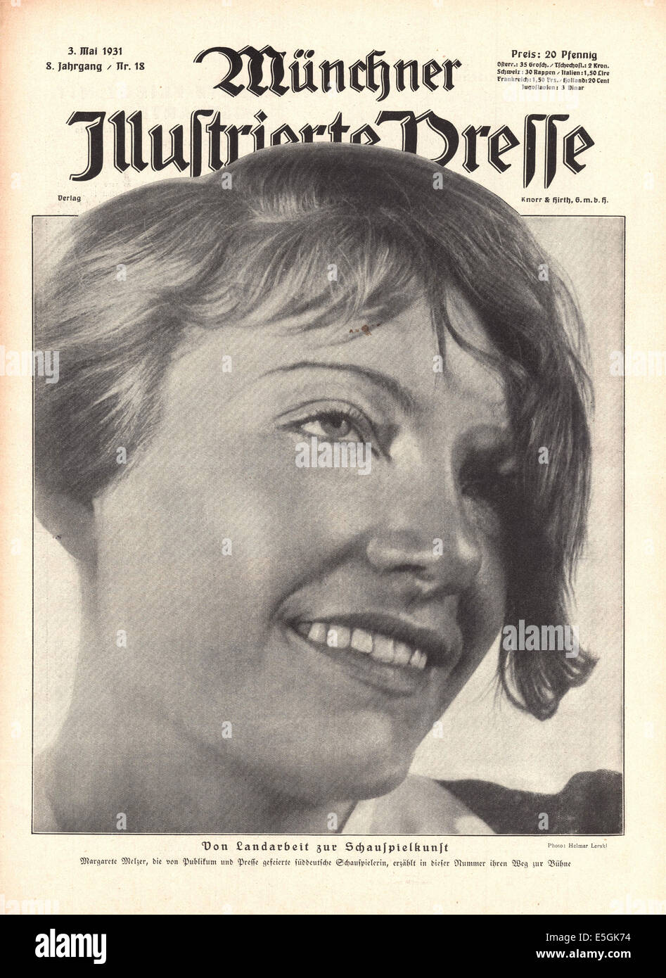 1931 Münchner Illustrierte Presse (Allemagne) de la couverture de l'actrice allemande Margarete Melzer Banque D'Images