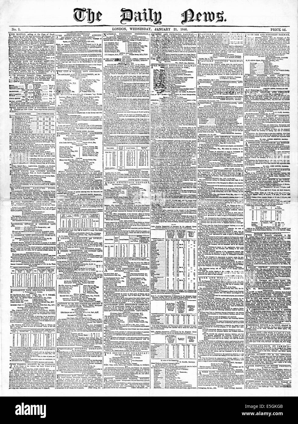 1846 Le Daily News n° 1 Banque D'Images