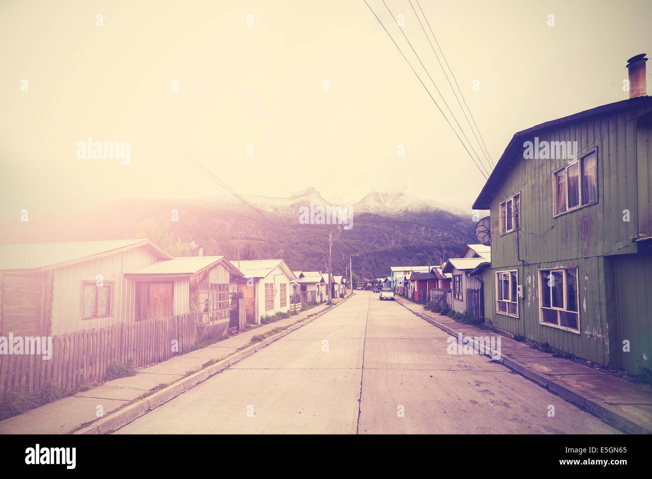 Vintage photo du village de montagne de la rue. Banque D'Images