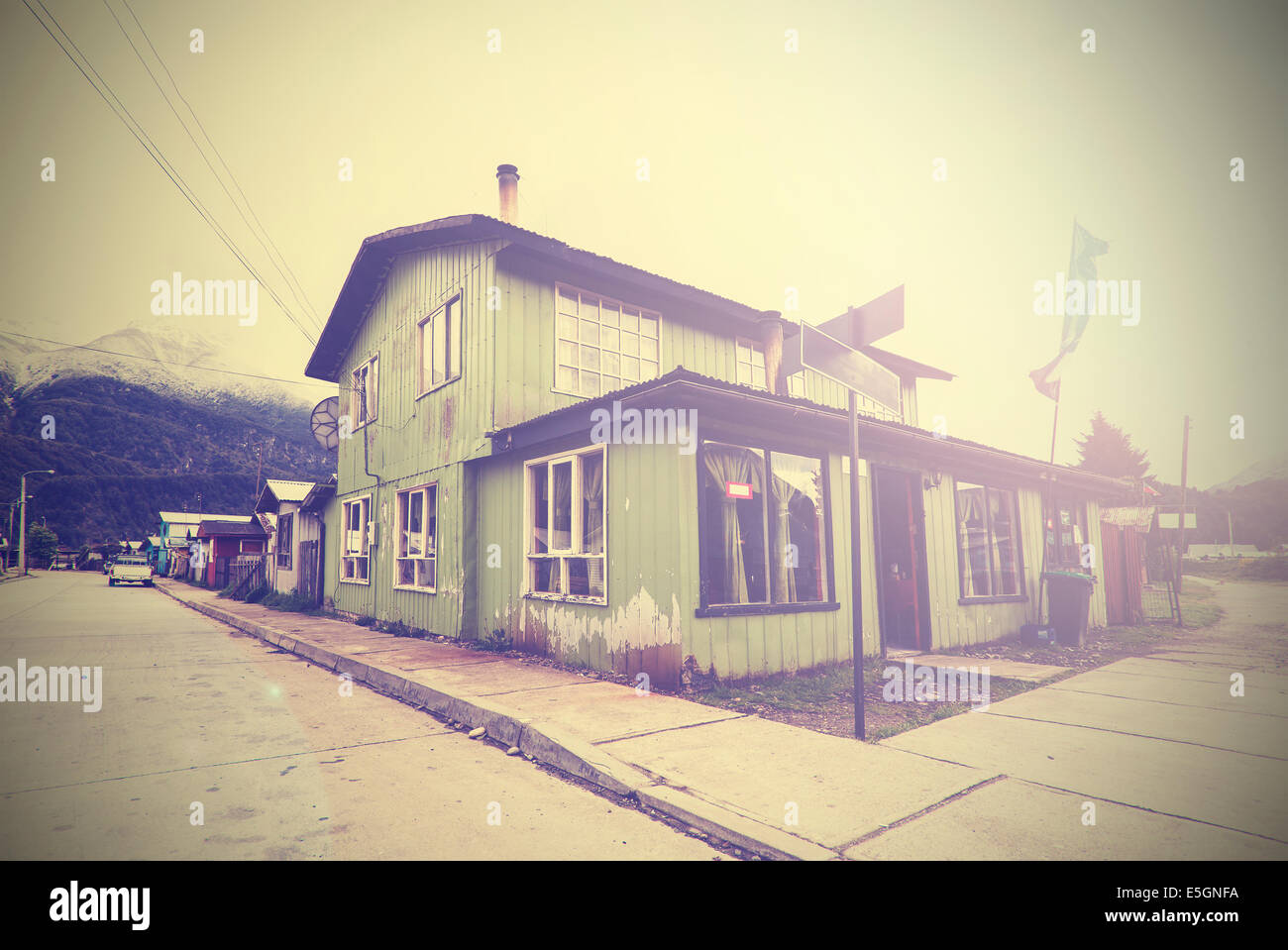 Vintage photo du village de montagne de la rue. Banque D'Images