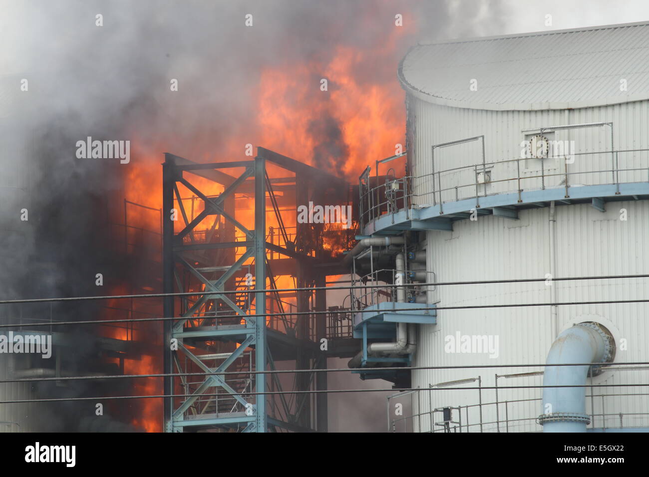 Incendie à Henrichenburg shiplift C thermique au charbon West Yorkshire UK Banque D'Images