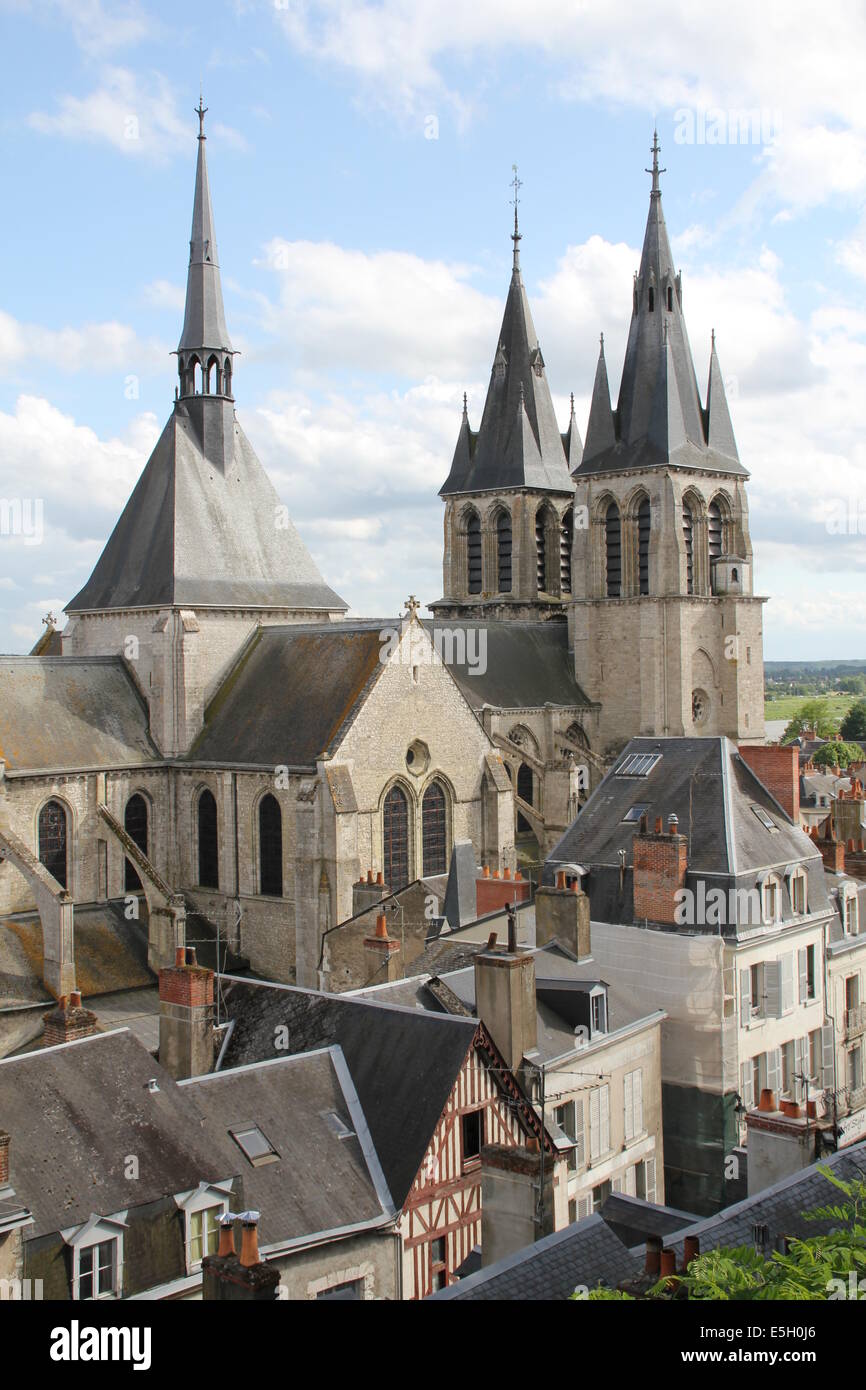 Blois, vue panoramique de l'église et de la ville, France Banque D'Images