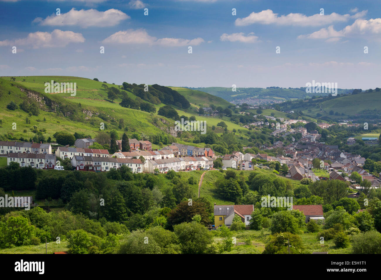 Vue du village de Senghenydd Aber Valley Caerphilly County South Wales Valleys UK Banque D'Images